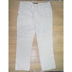 Sean John Mens 100% Linen Drawstring Pants Beige Straight Leg Size 38x32